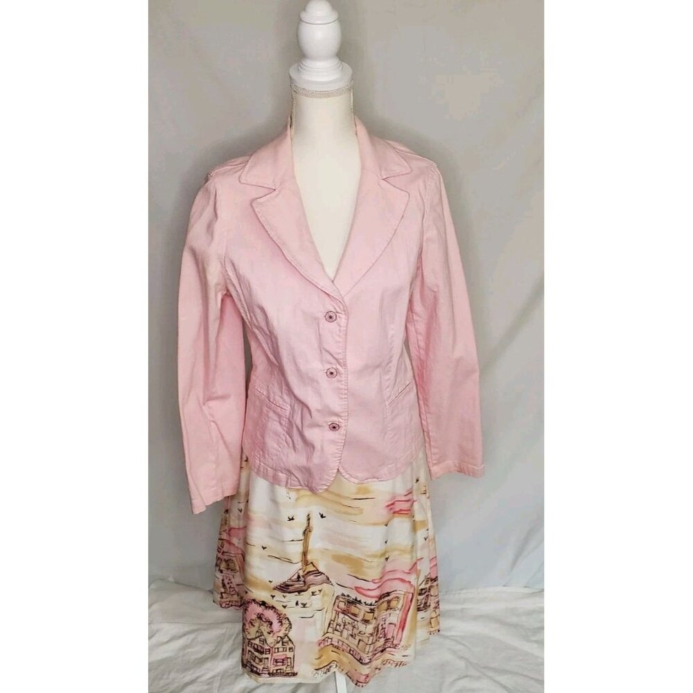 Valerie Stevens Cotton A-Line Skirt And Pink Fitted Jacket Set Preppy Designer